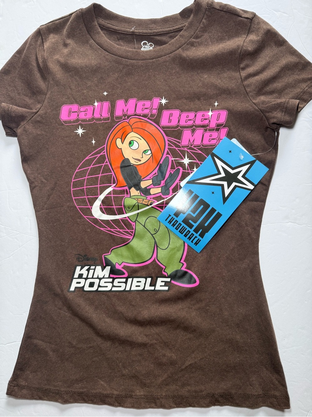 Disney Kim Possible Brown Graphic Tee - Size XS - Y2K Throwback - NWT